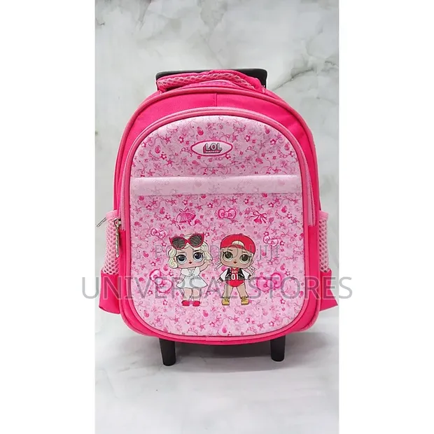 Cartoon Trolley School Backpack - Pink - 1