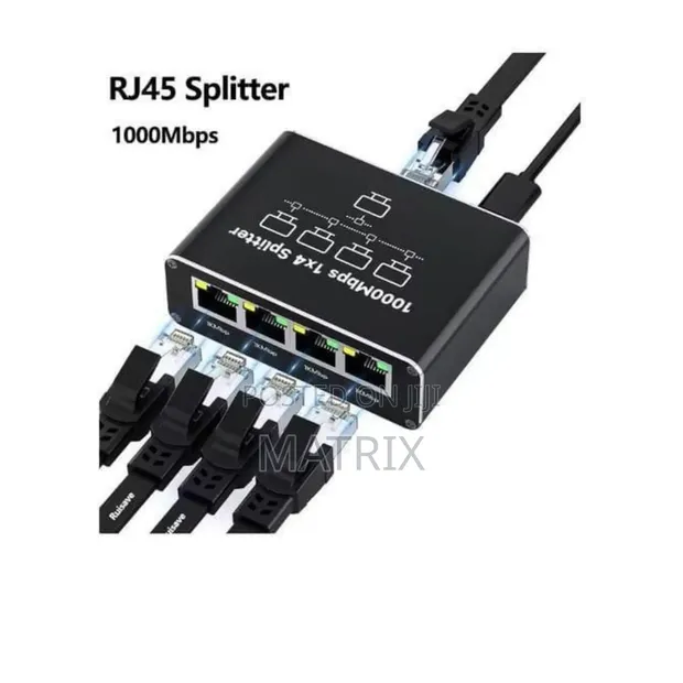 RJ45 Ethernet Splitter 1 to 4 Gigabit Network Hub - 1