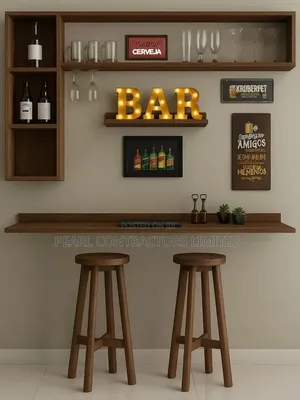 Wine Rack Bar / Floating Bar - Full Set Up + 2 Seats