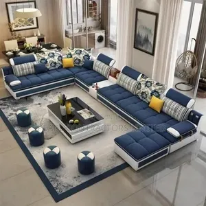10 Seater Sofa Set with Center Table, Poufs & Pillows
