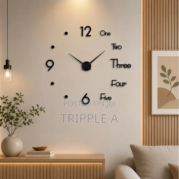 Large Frameless DIY 3D Mirror Wall Clock - 1