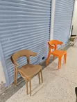 Curvex Orange Plastic Chairs with Armrests - 1