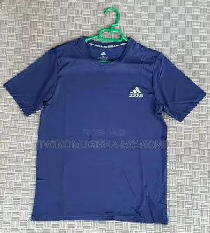 Adidas Men's Blue Cotton T-Shirt