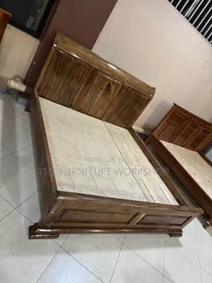 6x6 Bed Frame in Mugavu Wood