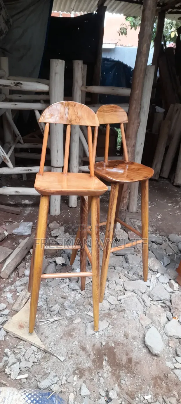 High Stools - Natural Wood Finish - 1