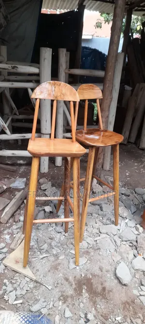 High Stools - Natural Wood Finish