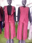 3 Piece Office Pant Suit - Women's Classic Brown XXL - 1