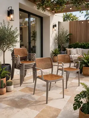 Ergonomic Ratten Plastic Dining Chairs (Set of 4)