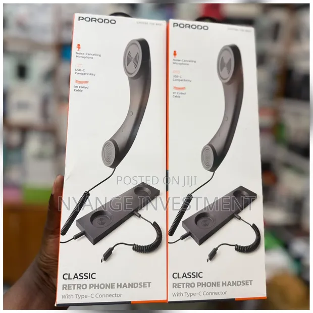 Porodo Classic Retro Phone Handset with Type-C Connector - 1