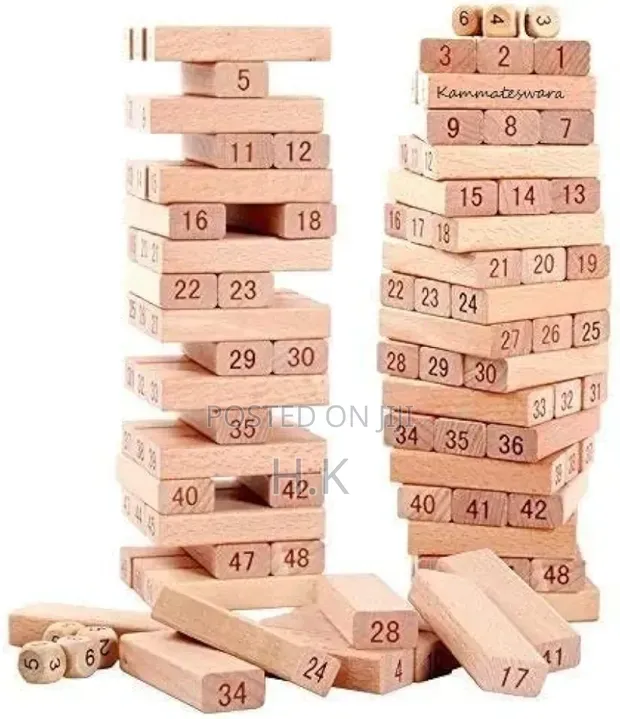 54-Piece Wooden Stacking Block Game - 1