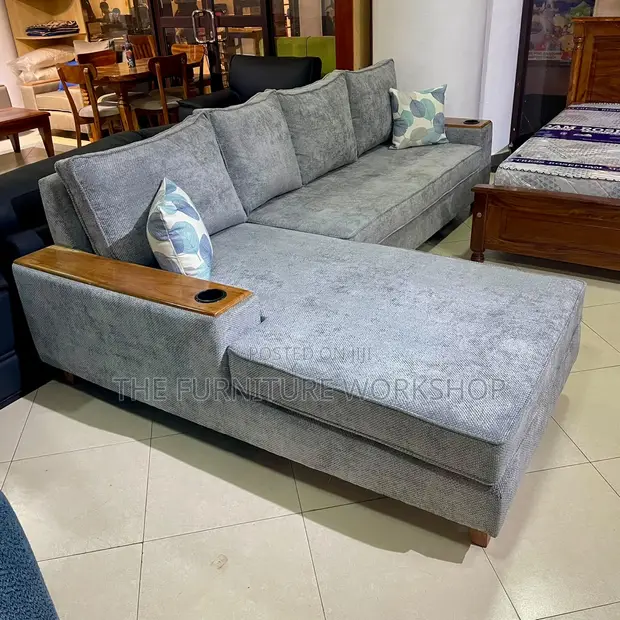 L-Shaped Sofa Set, Gray - Senana Hypermarket - 1