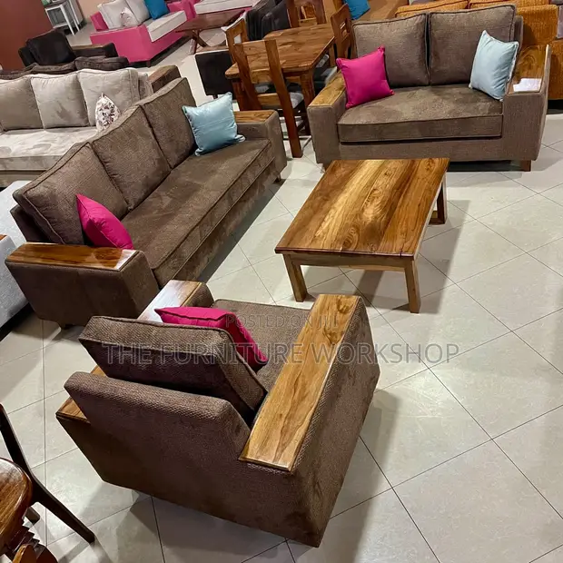 6 Seater Sofa Set - Coffee Brown - 1