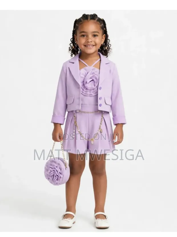 La Princess Girls' Cotton Clothing Set - Gray - 1