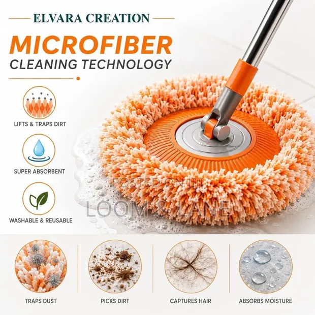 Rotatable Cleaning Mop with Adjustable Long Handle - 1