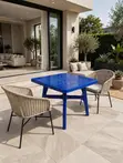 Royal Blue Square Plastic Dining Table - 2