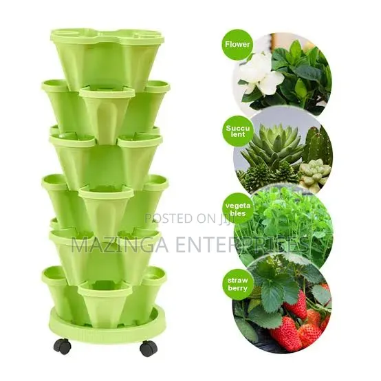 6-Piece Stackable Garden Planters for Strawberries & Herbs - 1