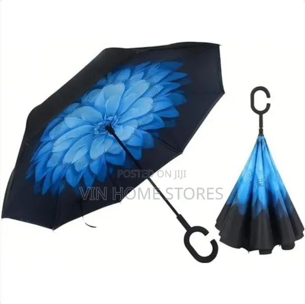 Windproof Waterproof Inverted Umbrella - Multicolored - 1