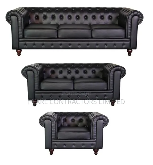 6-Seater Leather Chesterfield Sofa - Any Colour - 1