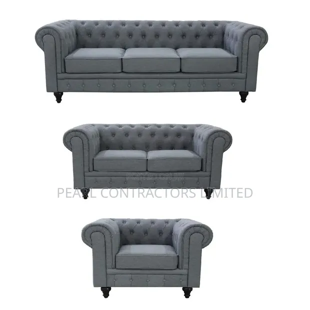 6-Seater Light Grey Chesterfield Sofa - Any Colour Available - 1