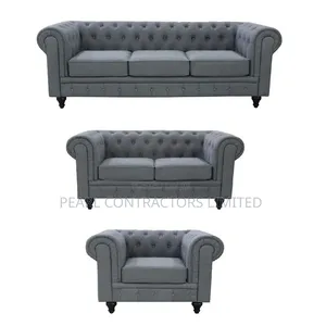 6-Seater Light Grey Chesterfield Sofa - Any Colour Available