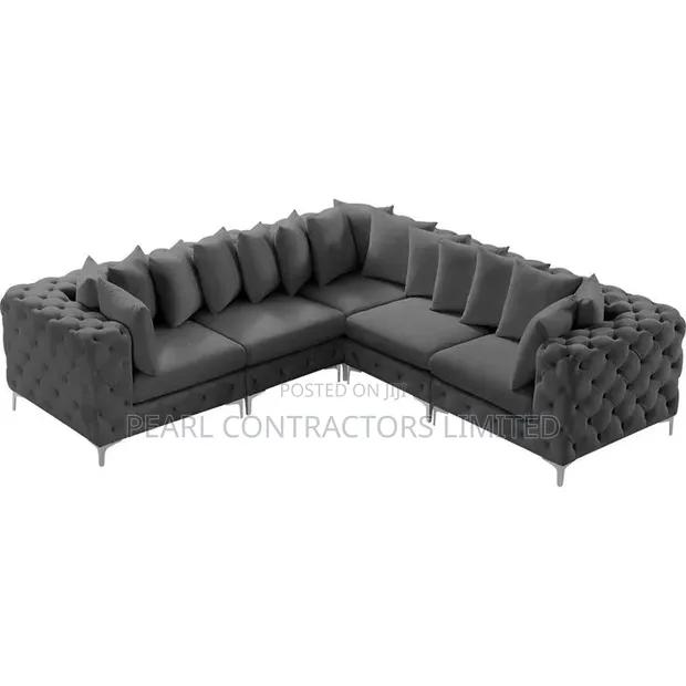 Brand New Buttoned L-Shaped Sofas in Any Colour - 1