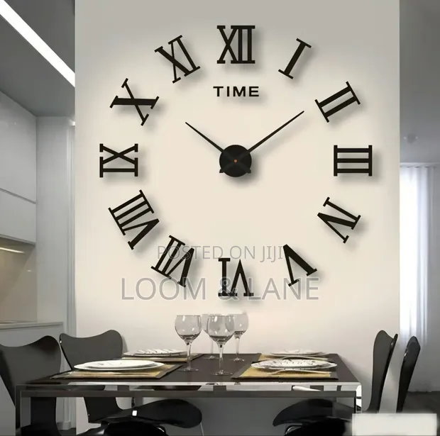 Modern 3D DIY Frameless Wall Clock with Reflective Roman Numerals - 1