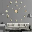 Modern 3D DIY Frameless Wall Clock with Reflective Roman Numerals - 2