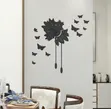 Butterflies Sticker Wall Clock with Metal Motor - 1