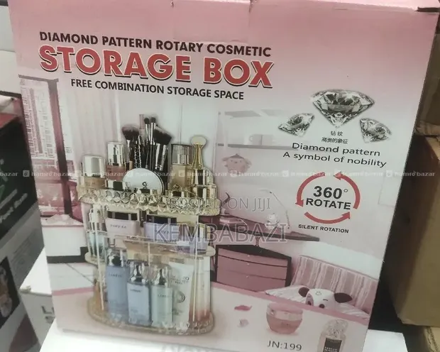 360-Degree Rotating Diamond Cosmetic Storage Box - 1
