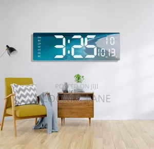Modern Large Rectangular LED Digital Wall Clock with Temperature