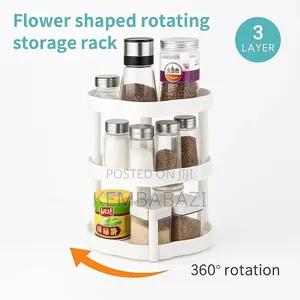 3-Tier Rotating Kitchen Storage & Spice Rack Organizer