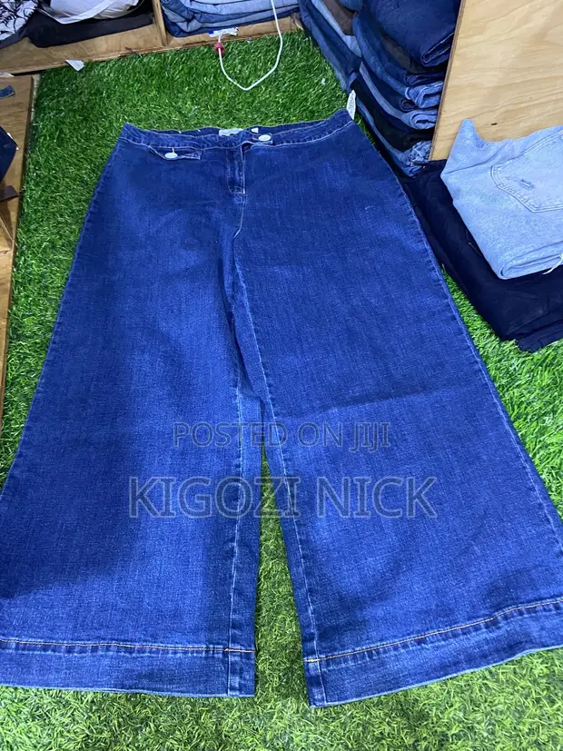 Ladies Wide Leg Baggy Jeans - Black, Size 28-36 - 1