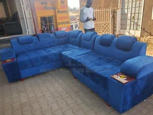 Brand New L Curved Sofa - Blue