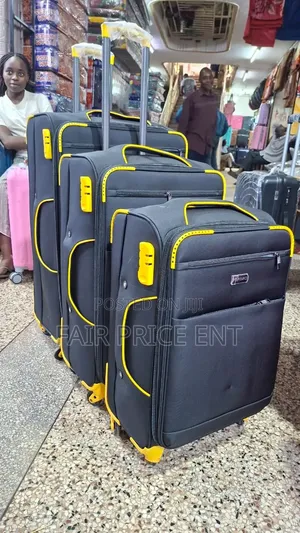 Heavy Duty Cloth Suitcase Set - 3 Pieces (Black)