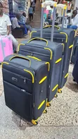 Heavy Duty Cloth Suitcase Set - 3 Pieces (Black) - 2