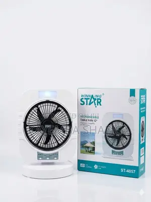 Winning Star ST-4057 Rechargeable 12" Table Fan with Emergency Light