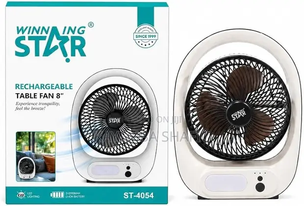 Winning Star 8" Rechargeable Table Fan ST-4054 with LED Light - 1