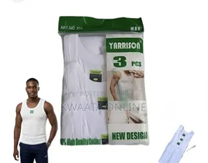 Yarrison Men's 3-Piece 100% Cotton Ribbed Tank Top Vests - White
