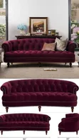 Vintage Curved Chesterfield Sofa Set - 5 Seaters - 2