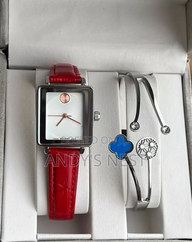 Movado Red Bangle Watch for Women - 1