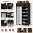 Modern Shoe Storage Rack with Drawers & Curtain - 1