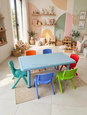 Multicolored Kids Plastic Chairs and Table Set