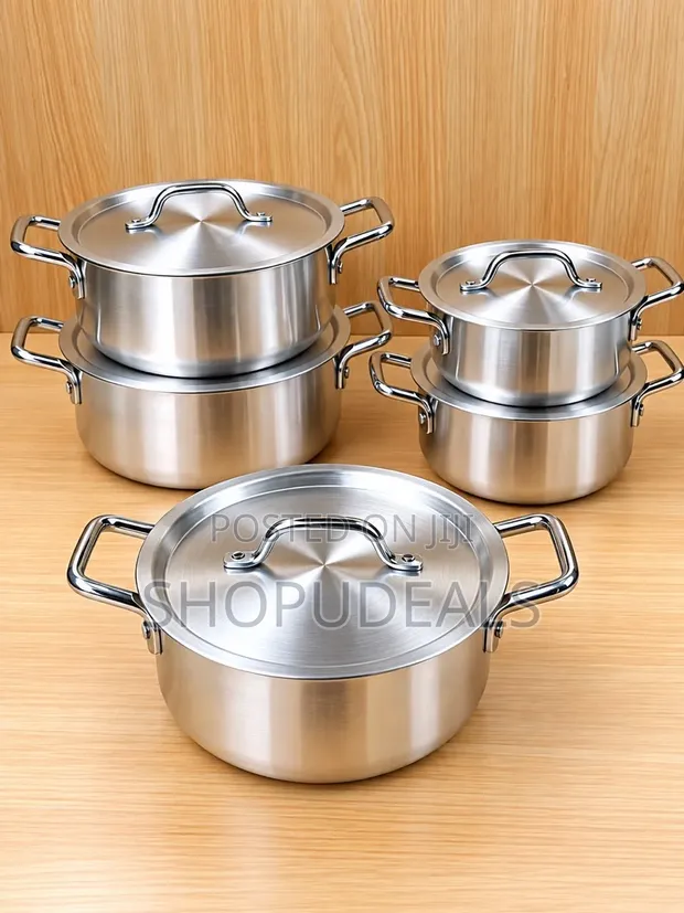 5-Piece Stainless Steel Cookware Set with Covers - 1