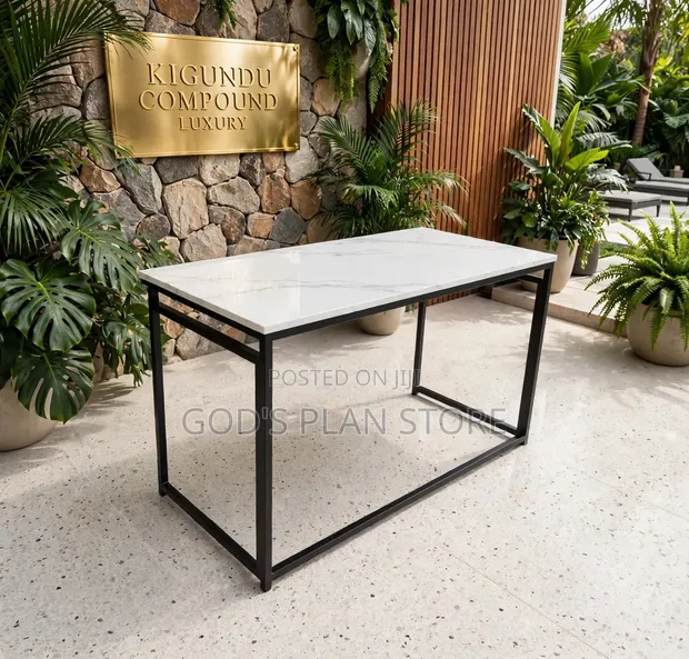 Marble Coated Foldable Wooden Table - 1