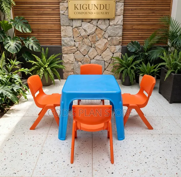 Kids Plastic Chairs and Table Set - 1