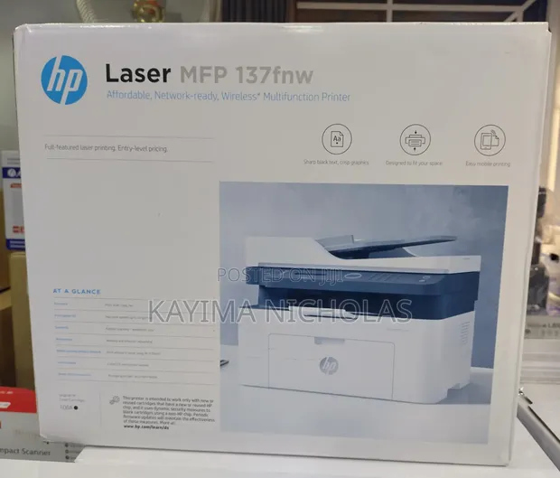 HP LaserJet 137fnw Printer - Black/White, Wireless - 1