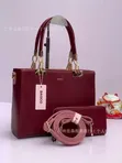 2pc Structured Burgundy BAGCO Handbag - 1