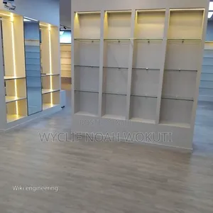 Wood Frame Glass Shelves for Showroom