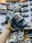 Black Slide Sandals with "Get to the Bag" Print - 4