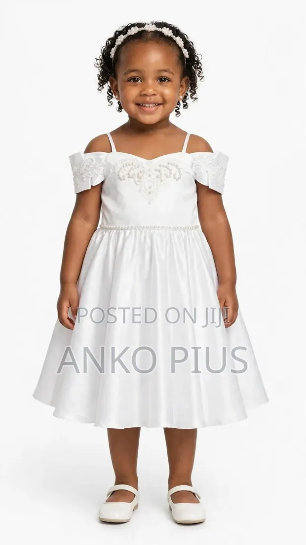 Girls Elegant White Dresses - 1